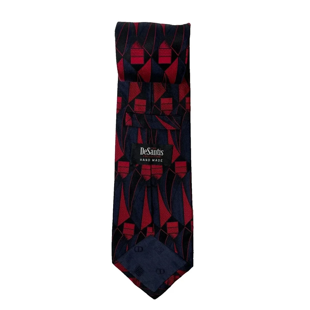 DeSantis The Collection 100% Silk Blue Red Mens Tie 56x4